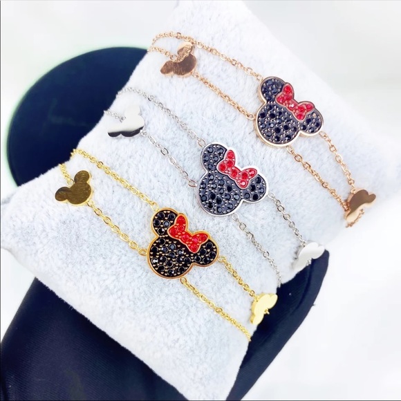 MINNIE MOUSE ♡ SILVER Stainless Steel Layered Bracelet - Picture 2 of 10